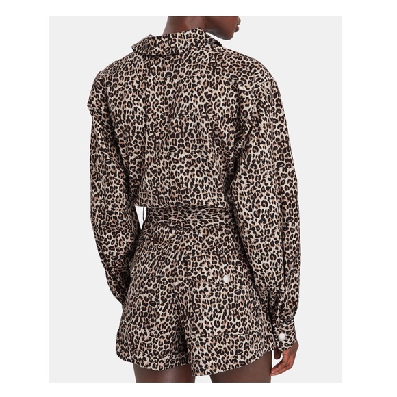 $445 Marissa Webb Masie Lightweight Canvas Print Rumper Jumper in Leopard Print - Picture 5 of 5